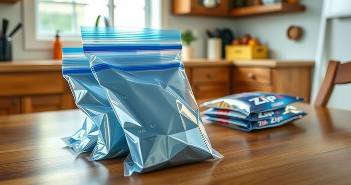 Saco plástico com fechamento zip para armazenamento seguro