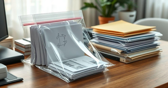 Sacos plásticos com ziplock para documentos são a solução ideal para organização