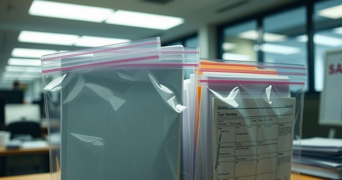 Sacos plásticos zip lock para documentos otimizam organização e praticidade